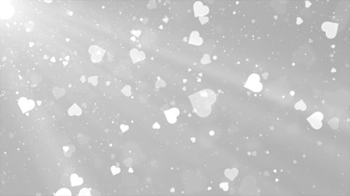 White Floating Hearts and Gentle Particles Background