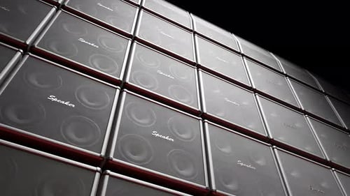 Animated Wall of Speaker Cabinets Pulsating with Sound
