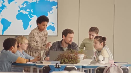 School Kids at Geography Lesson