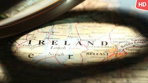 Magnifying Glass Zooms in on Map of Ireland