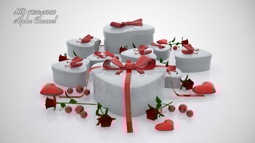 Heart Shaped Gift Boxes Reveal Animation
