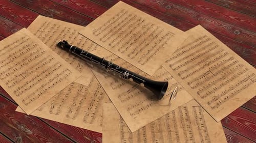 3D Clarinet Assembles on Vintage Sheet Music