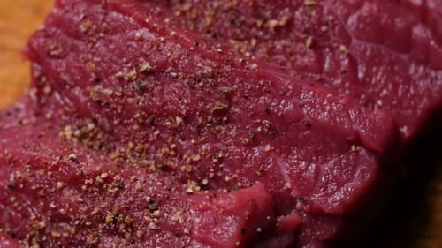 Seasoned Raw Beef Meat Close Up