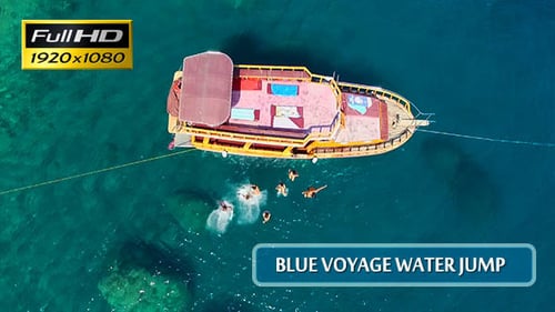 Aerial View of Young Adults Jumping off Boat
