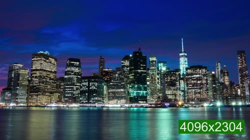Lights of the Skyscrapers are Lighting Up on Manhattan