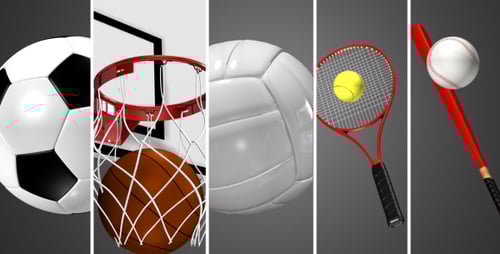 Animated 3D Sports Equipment Collection