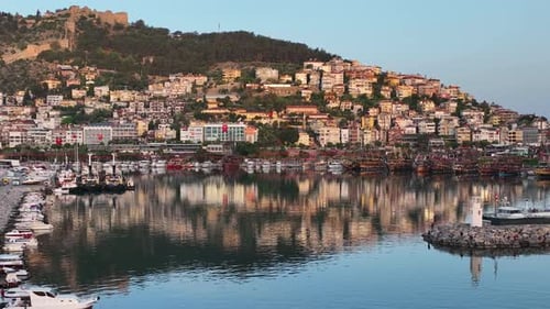 Pirate Harbor aerial view Turkey Alanya 4 K