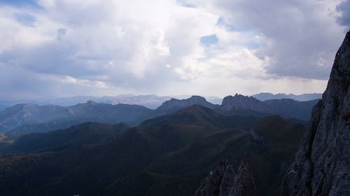 Mountain With Clouds In North Caucasus