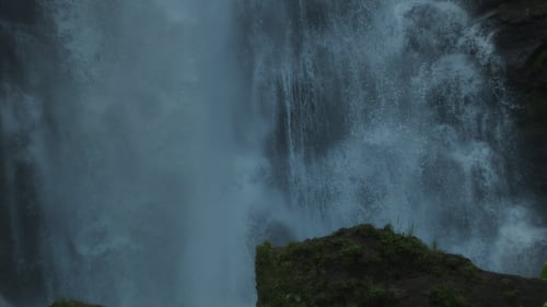 Majestic Waterfall Flowing in a Lush Green Forest