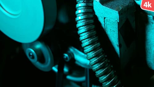 Close Up of Complex Industrial Machine Mechanics