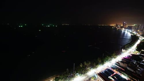 Time lapse of beautiful Pattaya city around sea ocean bay in Thailand