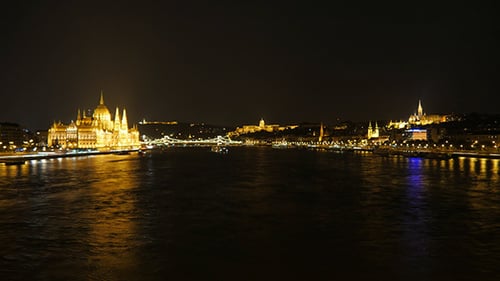 View of Hungarian Gothic Parliament, Budapest, Hungary