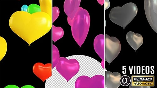 Heart Balloons Floating Celebration Animation Pack