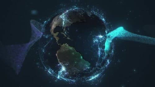 Futuristic Digital Earth Global Network Particle Animation