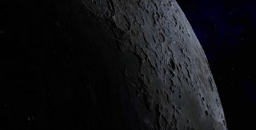 Moon Surface Reveal in Deep Space