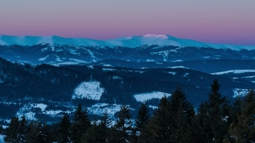Sunrise In Winter Mountain