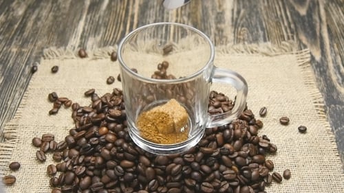 Coffee Preparation with Sugar and Hot Water