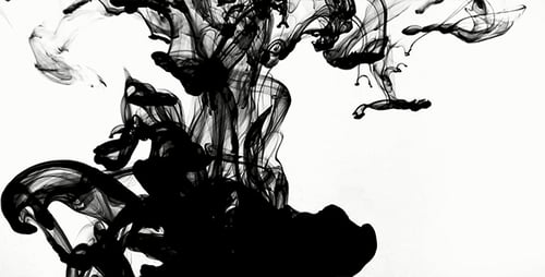 Abstract Black Ink Dissolving on White Background