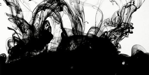 Abstract Black Ink Flowing in White Background