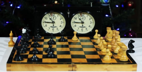 Starting Moves in Chess Game near Christmas Tree