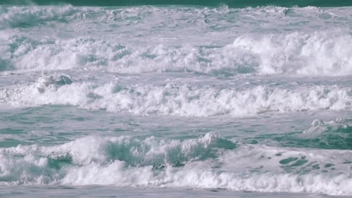 Big Ocean Waves Breaking On Shore