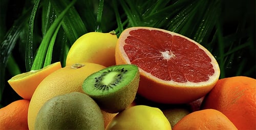 Fresh Fruit Close Up with Citrus and Kiwi