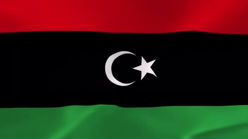 Libya National Flag Waving Realistically with Fabric Motion
