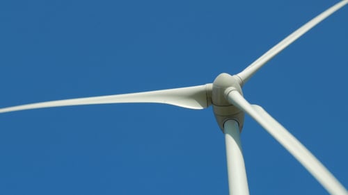 Wind Turbine Generating Renewable Energy on Sunny Day
