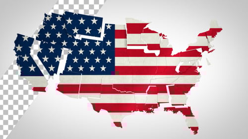 Animated USA Map Forming With American Flag Design