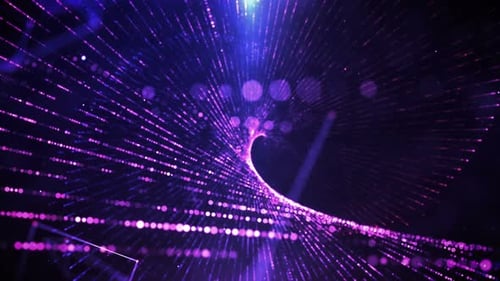 Futuristic Glowing Particle Tunnel Light Trails Background