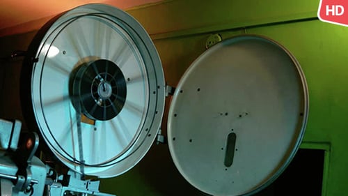 Old Movie Projector Film Reels Spinning