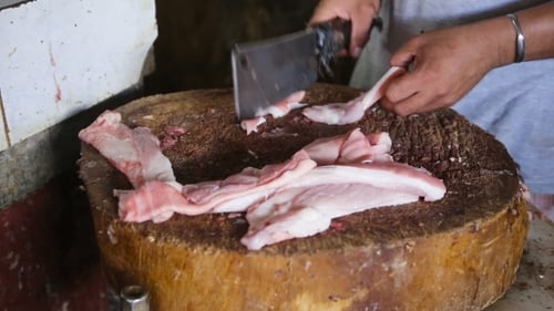 Man's Hand Cut Fresh Meat