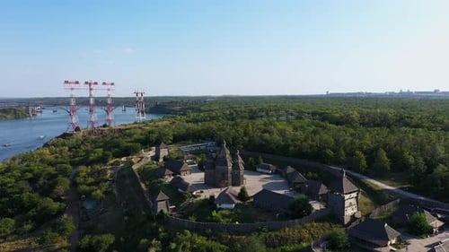 Cossack Settlement Zaporizhzhya Sich on the Island of Khortytsya