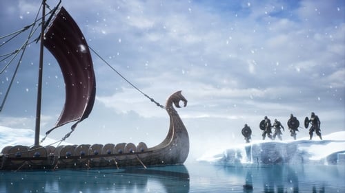 Animated Viking Longship Journey Through Icy Arctic Waters
