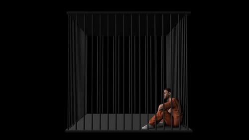 3D Animated Prisoner in Cage for Justice Concepts