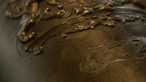 Close up of an year inscription on a cannon