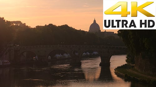 Silhouette Dome, Sunset in Rome, Italy