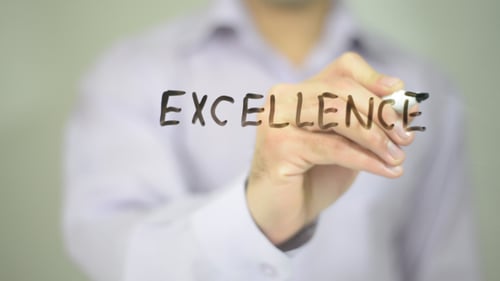 Excellence, Man Writing on Transparent Screen