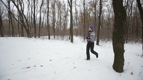 Sportswoman Runs In Winter Park