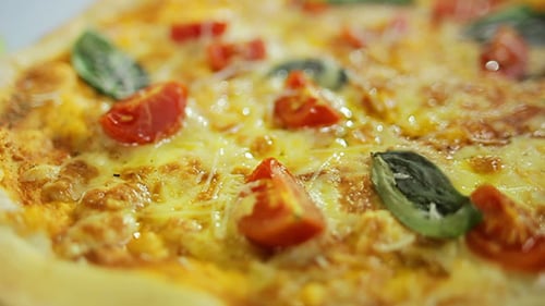 Close Up of Tasty Pizza with Fresh Ingredients