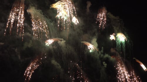 Brilliant Cascade of Fireworks at Night