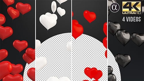 Animated Flying Heart Balloons Romantic Transition Pack