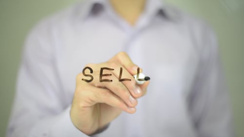 Sell, Man Writing on Transparent Screen