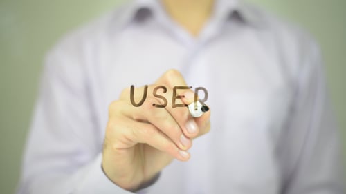 Hand Writing User on Transparent Screen