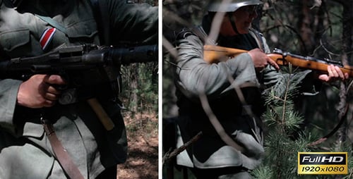 Nazi Soldiers Go Through The Forest