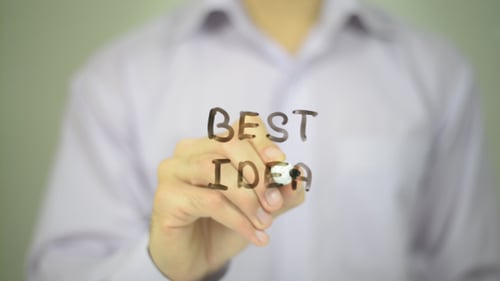 Writing Best Idea on Glass Close-up