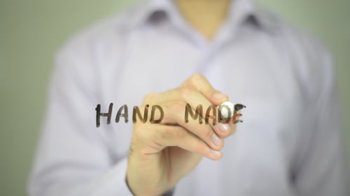 Hand Writes Hand Made on Transparent Surface