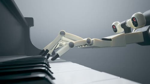 Robotic Hand Plays Piano Keys Animation