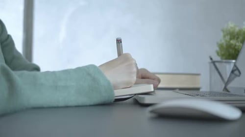 Teenage Taking Notes In Book