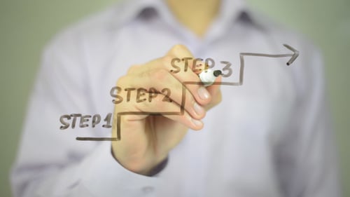 Drawing Steps Upward with Marker on Glass